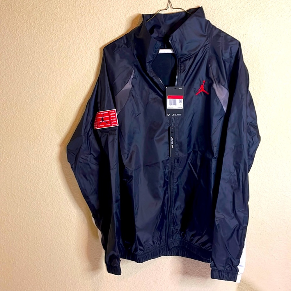 Jordan Lightweight Windbreaker Jacket in Black with Red Accents